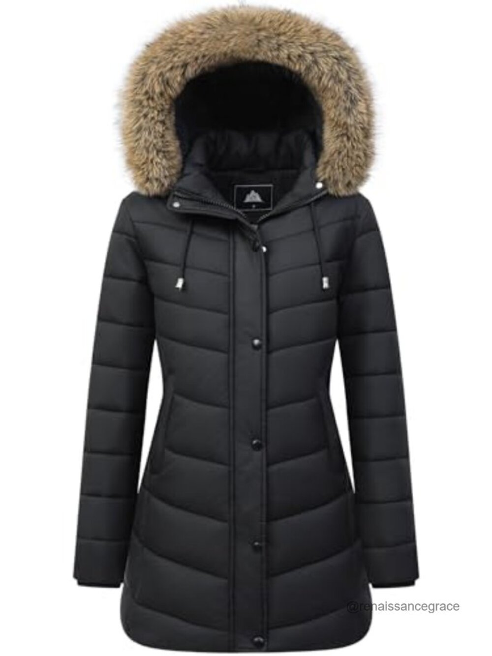 Women's Long Puffer Coat Fleece Lined Down Jacket Hooded Winter